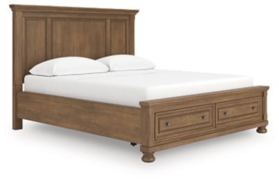 Feddinger California King Panel Storage Bed - Light Brown Storage Bed modern furniture Contempo Furniture