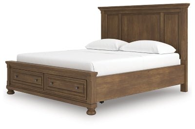 Feddinger California King Panel Storage Bed - Light Brown | Ashley Furniture
