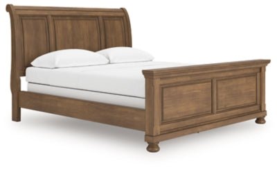 Feddinger California King Sleigh Bed - Light Brown Sleigh Bed modern furniture Contempo Furniture