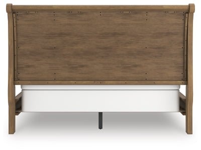 Feddinger California King Sleigh Bed - Light Brown Sleigh Bed modern furniture Contempo Furniture