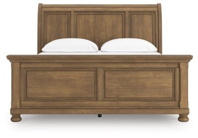 Feddinger California King Sleigh Bed - Light Brown Sleigh Bed modern furniture Contempo Furniture