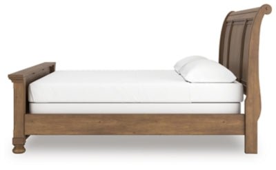 Feddinger California King Sleigh Bed - Light Brown Sleigh Bed modern furniture Contempo Furniture