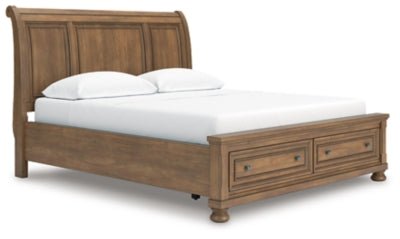 Feddinger California King Storage Sleigh Bed - Light Brown | Ashley Furniture