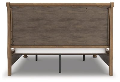 Feddinger California King Storage Sleigh Bed - Light Brown Storage Bed modern furniture Contempo Furniture