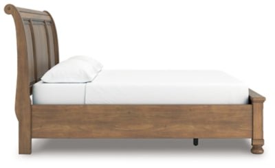 Feddinger California King Storage Sleigh Bed - Light Brown Storage Bed modern furniture Contempo Furniture