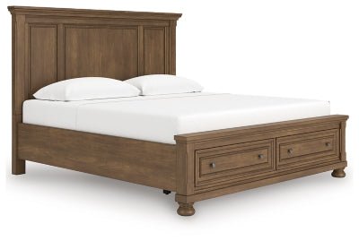 Feddinger King Panel Storage Bed - Light Brown Storage Bed modern furniture Contempo Furniture