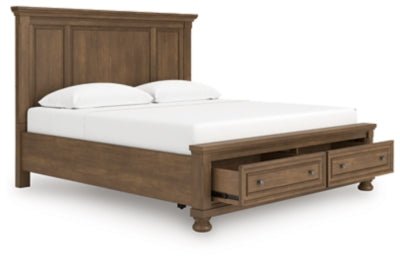 Feddinger King Panel Storage Bed - Light Brown Storage Bed modern furniture Contempo Furniture