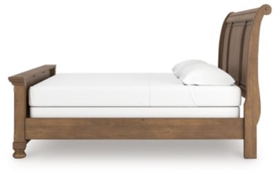 Feddinger King Sleigh Bed - Light Brown Sleigh Bed modern furniture Contempo Furniture