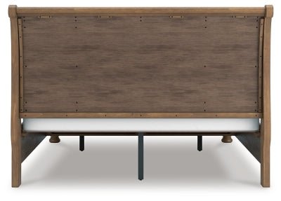 Feddinger King Storage Sleigh Bed - Light Brown Storage Bed modern furniture Contempo Furniture