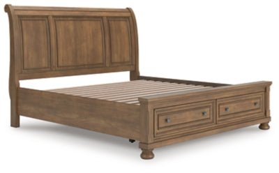 Feddinger King Storage Sleigh Bed - Light Brown Storage Bed modern furniture Contempo Furniture