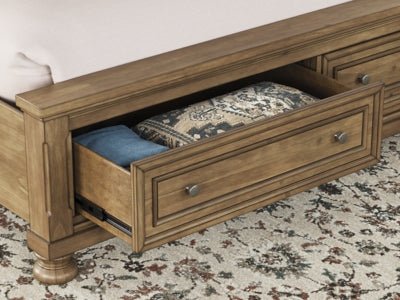 Feddinger King Storage Sleigh Bed - Light Brown Storage Bed modern furniture Contempo Furniture