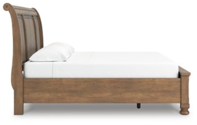Feddinger King Storage Sleigh Bed - Light Brown Storage Bed modern furniture Contempo Furniture