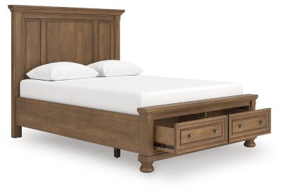 Feddinger Queen Panel Storage Bed - Light Brown Storage Bed modern furniture Contempo Furniture