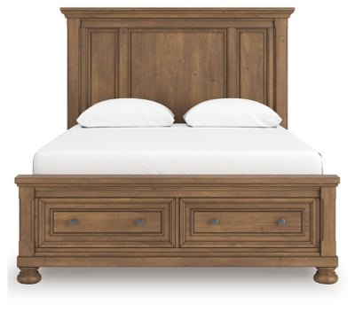 Feddinger Queen Panel Storage Bed - Light Brown Storage Bed modern furniture Contempo Furniture