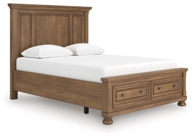 Feddinger Queen Panel Storage Bed - Light Brown Storage Bed modern furniture Contempo Furniture