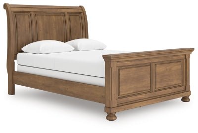Feddinger Queen Sleigh Bed - Light Brown Sleigh Bed modern furniture Contempo Furniture