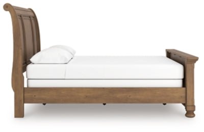 Feddinger Queen Sleigh Bed - Light Brown Sleigh Bed modern furniture Contempo Furniture