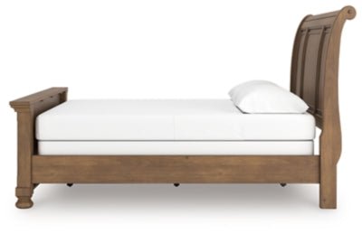 Feddinger Queen Sleigh Bed - Light Brown Sleigh Bed modern furniture Contempo Furniture