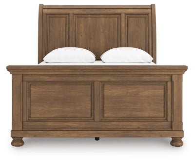Feddinger Queen Sleigh Bed - Light Brown Sleigh Bed modern furniture Contempo Furniture