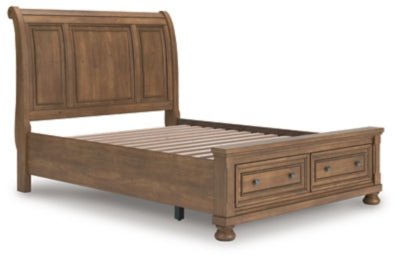 Feddinger Queen Storage Sleigh Bed - Light Brown Storage Bed modern furniture Contempo Furniture