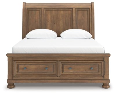 Feddinger Queen Storage Sleigh Bed - Light Brown Storage Bed modern furniture Contempo Furniture