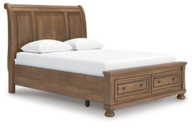 Feddinger Queen Storage Sleigh Bed - Light Brown | Ashley Furniture