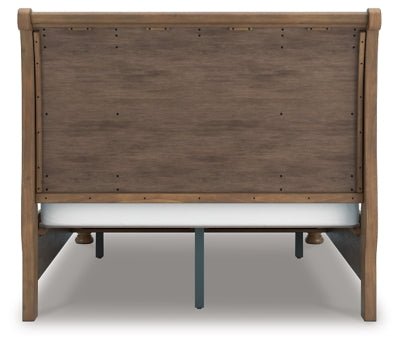 Feddinger Queen Storage Sleigh Bed - Light Brown Storage Bed modern furniture Contempo Furniture