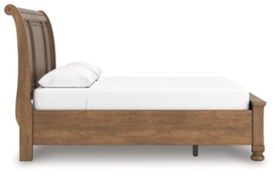 Feddinger Queen Storage Sleigh Bed - Light Brown Storage Bed modern furniture Contempo Furniture