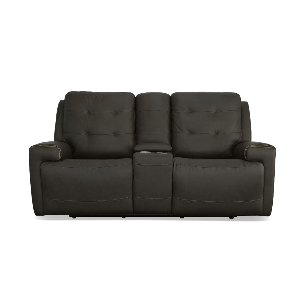 Iris Power Reclining Loveseat With Console & Power Headrests Charcoal