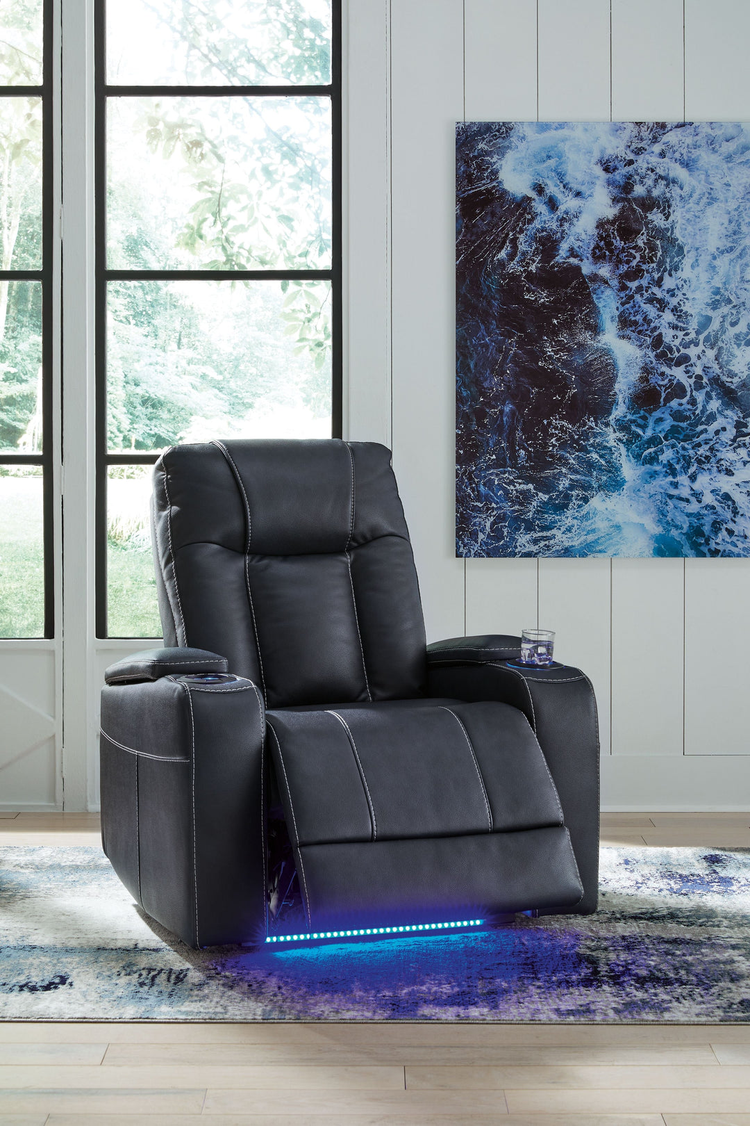 Feazada - Power Recliner With Adj Headrest - Sapphire