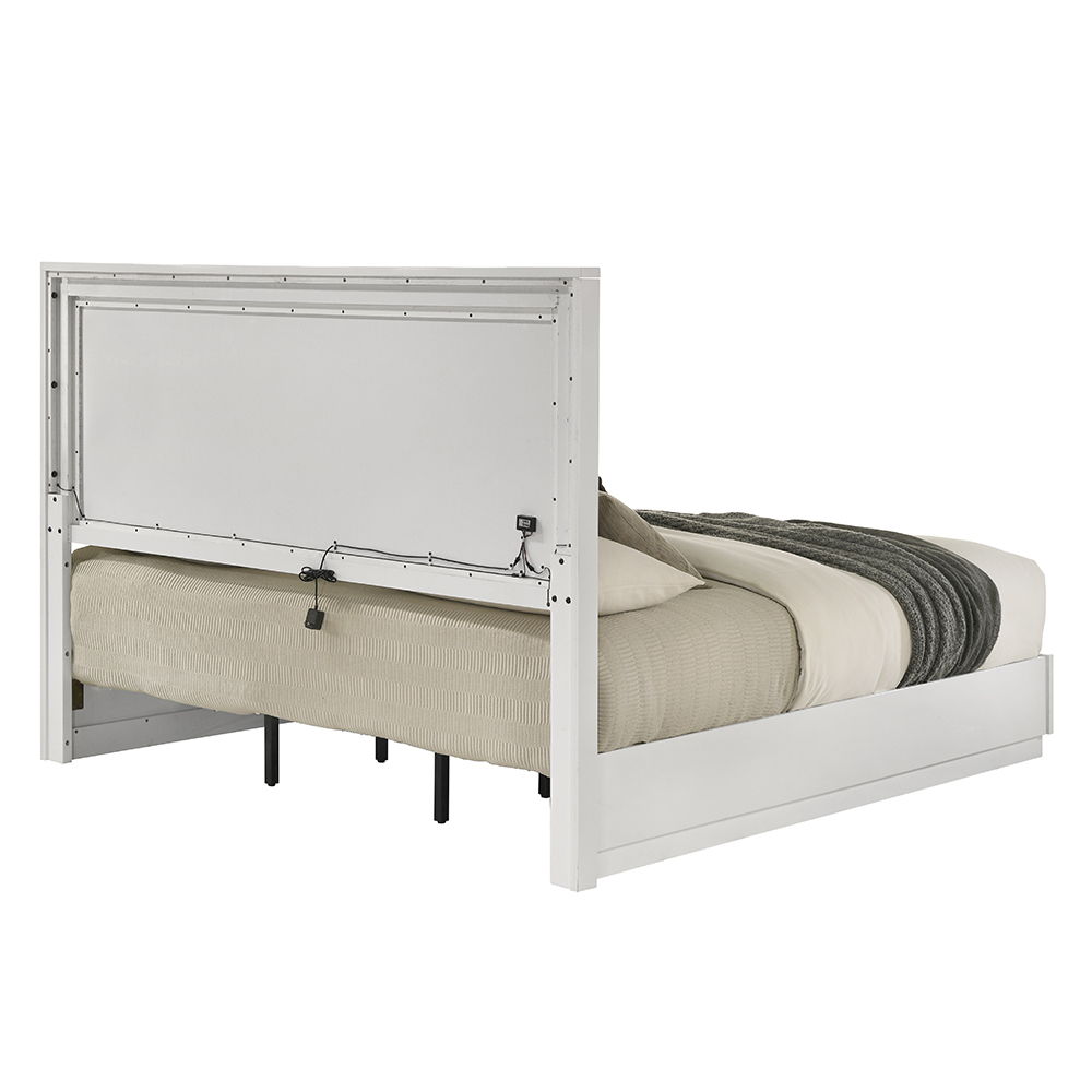 Esther - Queen Bed With LED - White / Silver