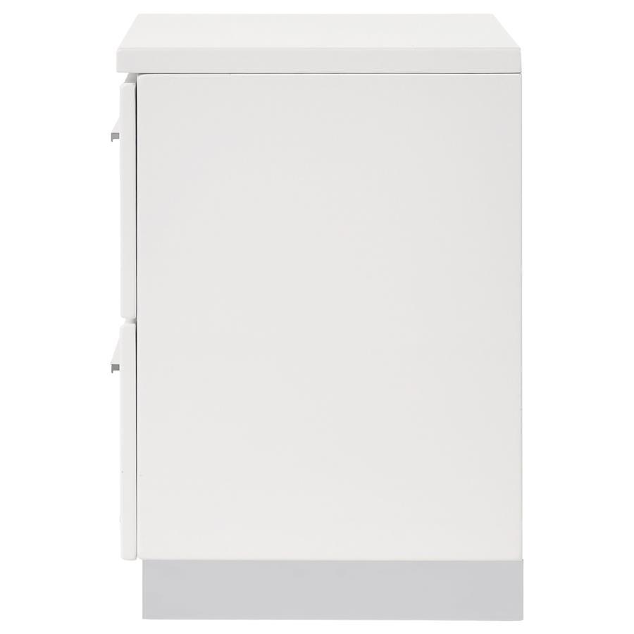 Felicity - 2 - Drawer Nightstand - White High Gloss Accent Nightstand modern furniture Contempo Furniture