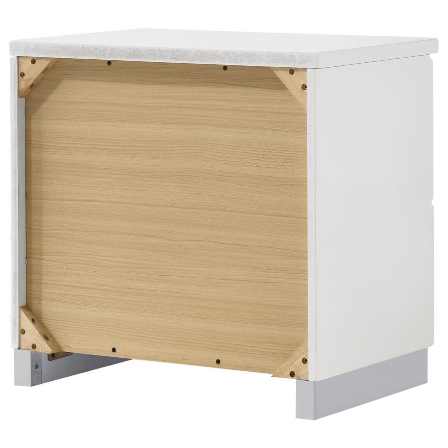 Felicity - 2 - Drawer Nightstand - White High Gloss Accent Nightstand modern furniture Contempo Furniture