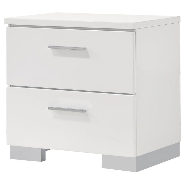 Felicity - 2 - Drawer Nightstand - White High Gloss Accent Nightstand modern furniture Contempo Furniture