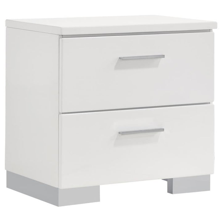 Felicity - 2 - Drawer Nightstand - White High Gloss Accent Nightstand modern furniture Contempo Furniture