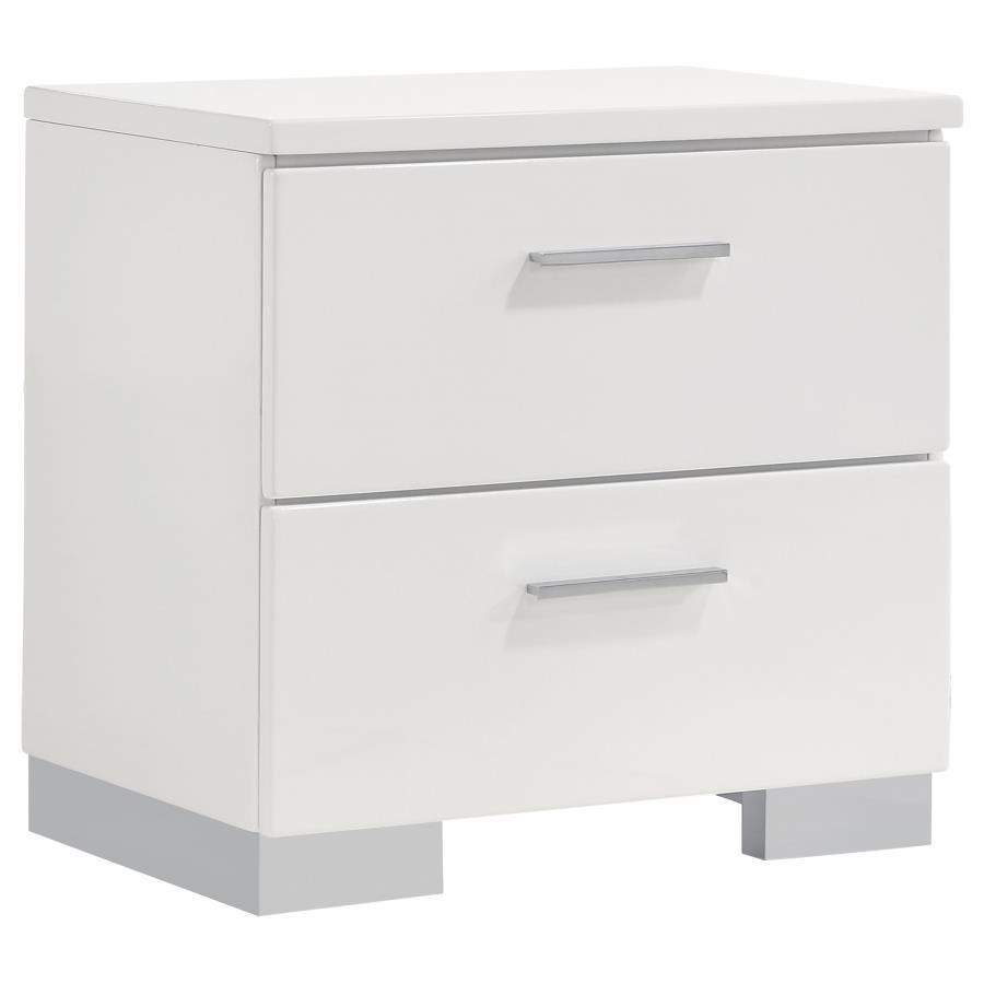 Felicity - 2 - Drawer Nightstand - White High Gloss Accent Nightstand modern furniture Contempo Furniture