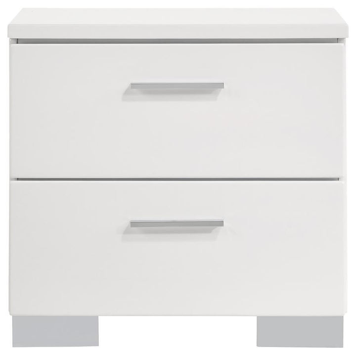 Felicity - 2 - Drawer Nightstand - White High Gloss Accent Nightstand modern furniture Contempo Furniture