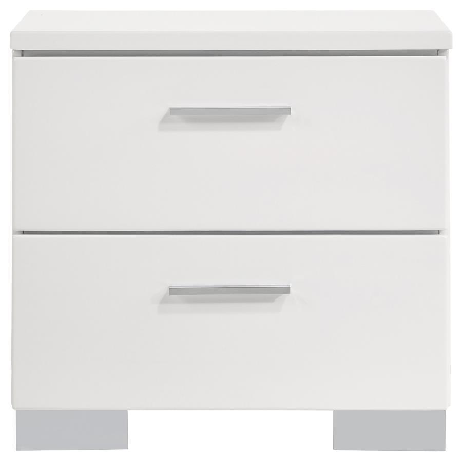 Felicity - 2 - Drawer Nightstand - White High Gloss Accent Nightstand modern furniture Contempo Furniture