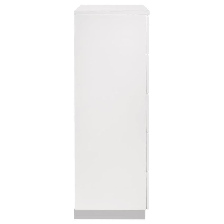 Felicity - 5 - Drawer Bedroom Chest - White High Gloss Accent Chest modern furniture Contempo Furniture