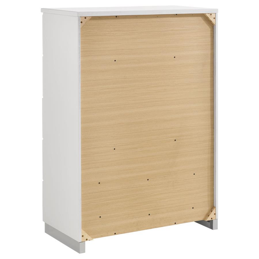 Felicity - 5 - Drawer Bedroom Chest - White High Gloss Accent Chest modern furniture Contempo Furniture
