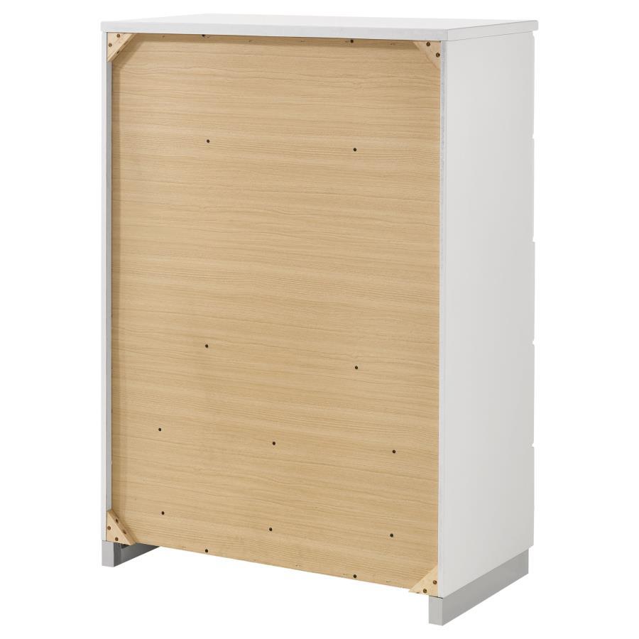 Felicity - 5 - Drawer Bedroom Chest - White High Gloss Accent Chest modern furniture Contempo Furniture