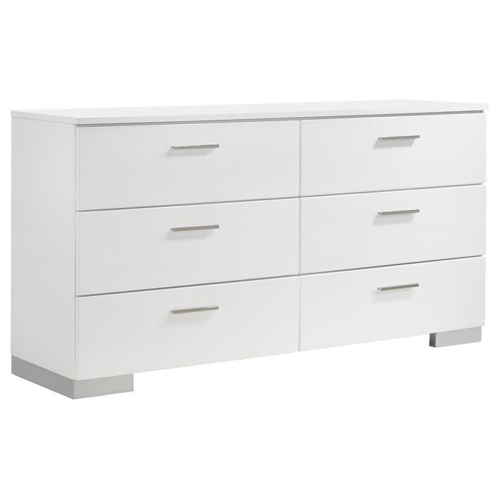 Felicity - 6 - Drawer Dresser - White High Gloss Dressers modern furniture Contempo Furniture
