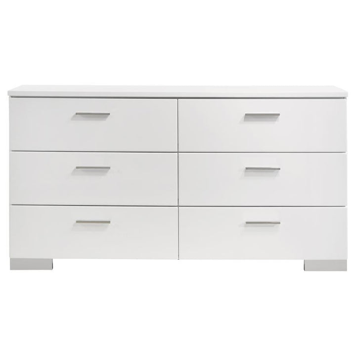 Felicity - 6 - Drawer Dresser - White High Gloss Dressers modern furniture Contempo Furniture