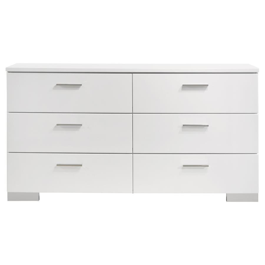 Felicity - 6 - Drawer Dresser - White High Gloss Dressers modern furniture Contempo Furniture