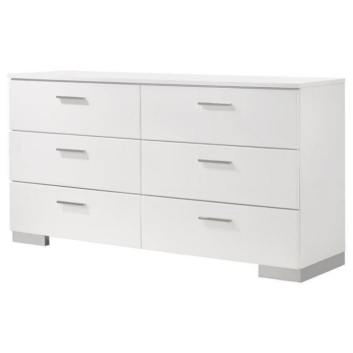 Felicity - 6 - Drawer Dresser - White High Gloss Dressers modern furniture Contempo Furniture