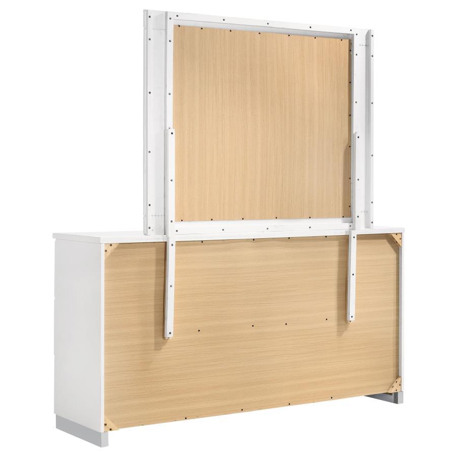 Felicity - 6 - Drawer Wood Dresser With Mirror - White High Gloss Dresser & Mirror modern furniture Contempo Furniture