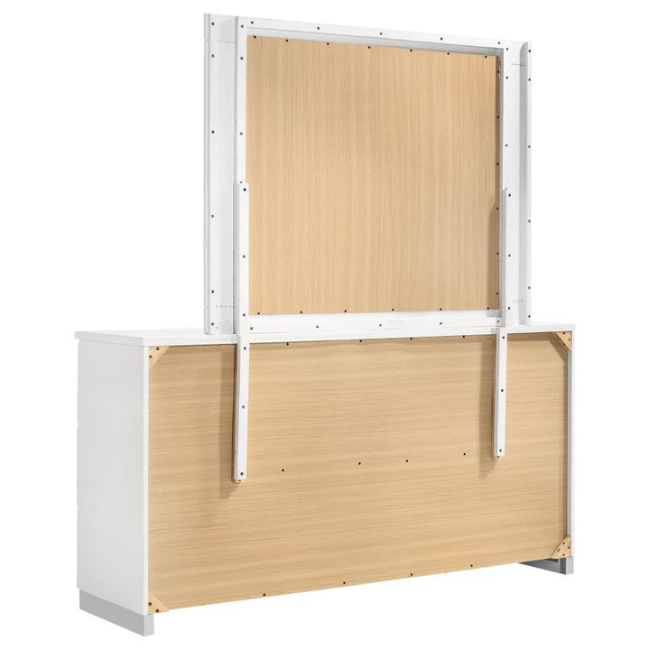 Felicity - 6 - Drawer Wood Dresser With Mirror - White High Gloss Dresser &amp; Mirror modern furniture Contempo Furniture