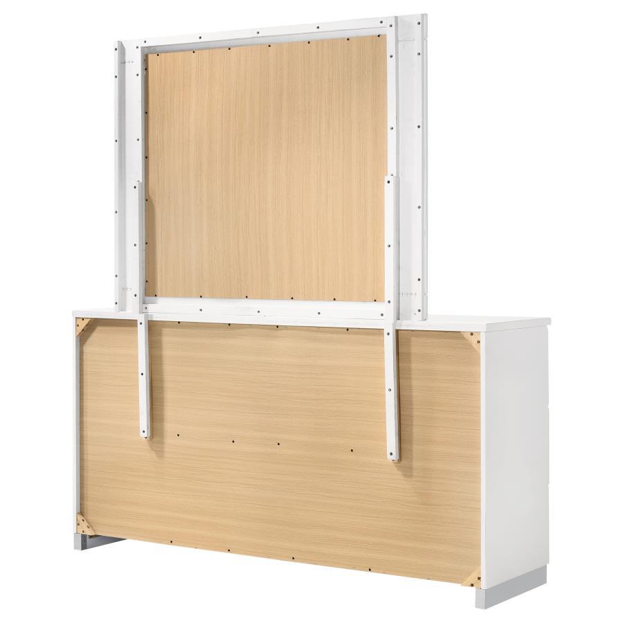 Felicity - 6 - Drawer Wood Dresser With Mirror - White High Gloss Dresser & Mirror modern furniture Contempo Furniture
