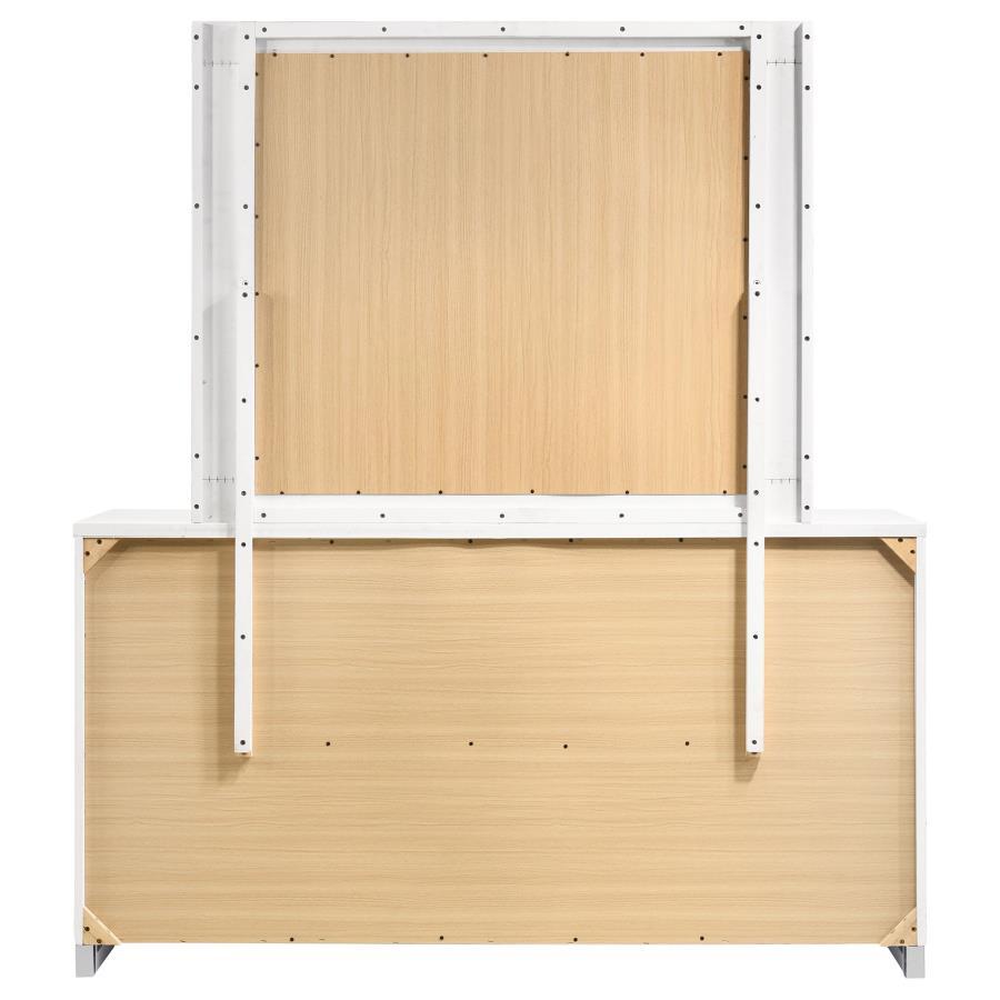 Felicity - 6 - Drawer Wood Dresser With Mirror - White High Gloss Dresser & Mirror modern furniture Contempo Furniture