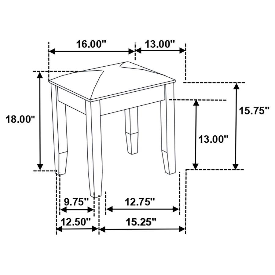 Felicity - Upholstered Vanity Stool - Metallic And Glossy White Vanity Stool modern furniture Contempo Furniture